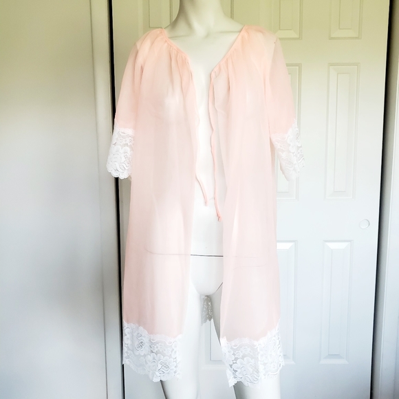 Dunlon vintage 1970s Short neon Night Gown lace - Picture 12 of 16